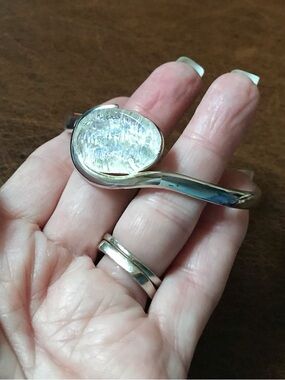 Artisan Silver Moonstone open Wrap Bracelet - Iridescent White